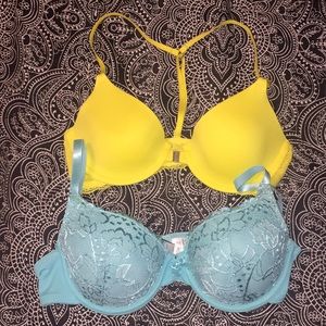 Bundle! Aqua Blue and Yellow 34B Bra